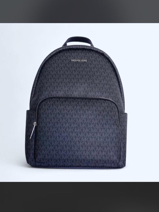 Michael Kors Black Logo-Print Backpack with Front Zip Pocket